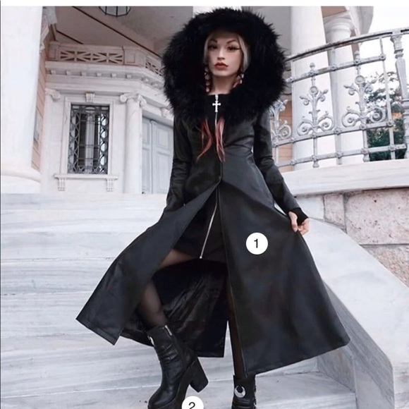 Killstar Liberty Faux Leather Coat Size 